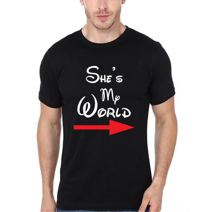 She's My World Couple Half Sleeves T-Shirts -FunkyTees