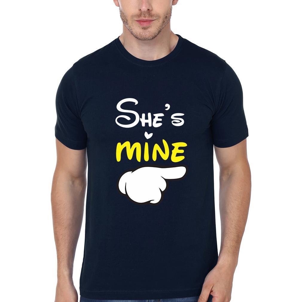 He is Mine She is Mine Couple Half Sleeves T-Shirts -FunkyTees