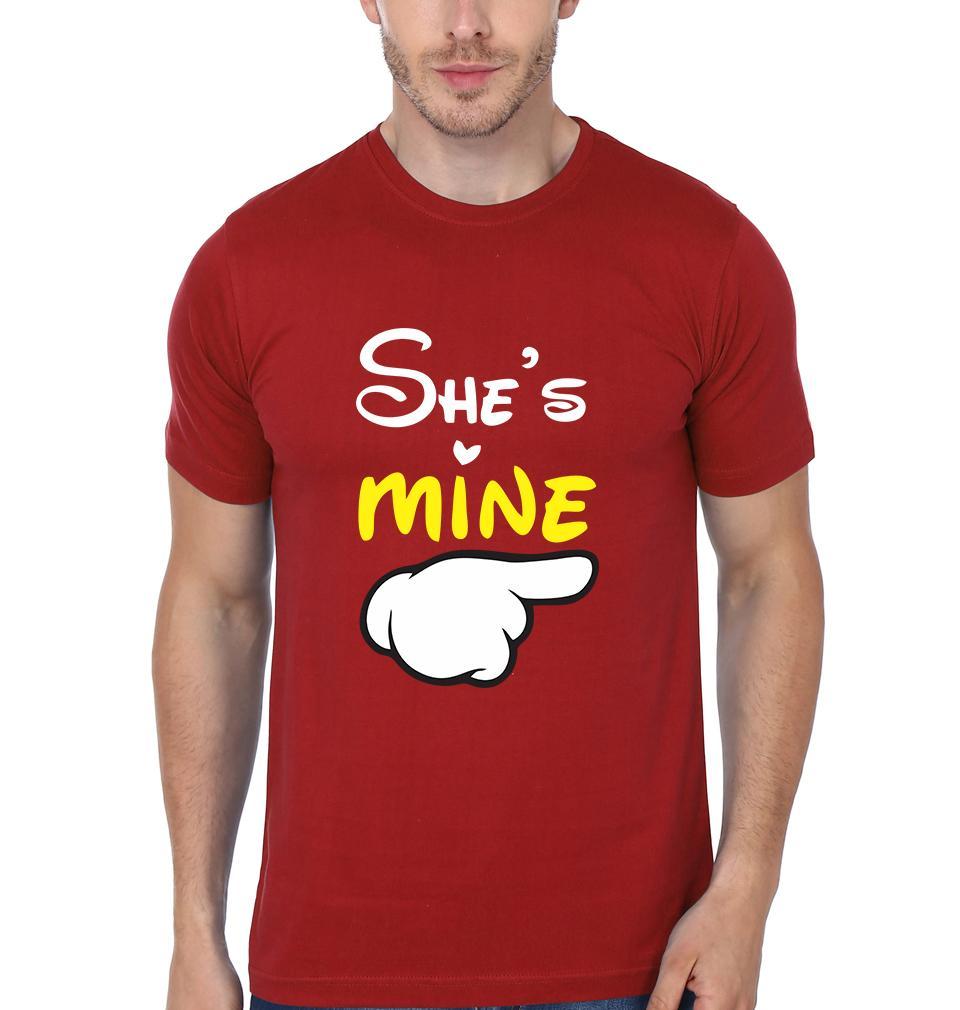 He is Mine She is Mine Couple Half Sleeves T-Shirts -FunkyTees