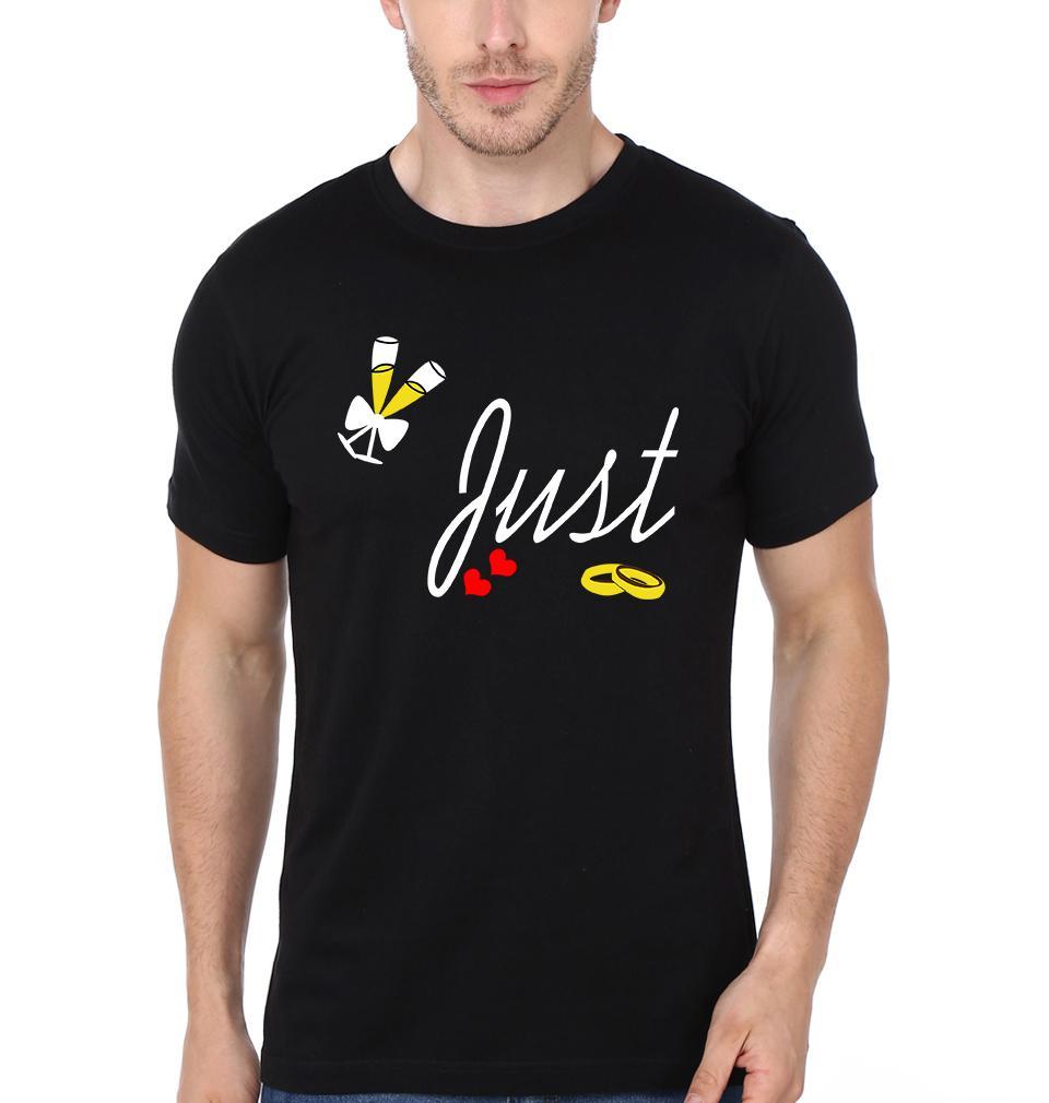 Just Married Couple Half Sleeves T-Shirts -FunkyTees