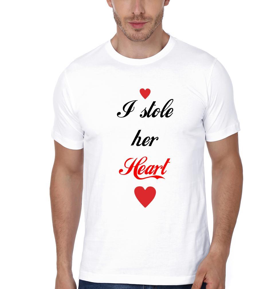 I Stole Her Heart Couple Half Sleeves T-Shirts -FunkyTees