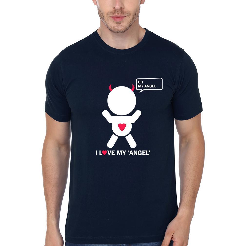 Oh My devil Oh My Angel Couple Half Sleeves T-Shirts -FunkyTees