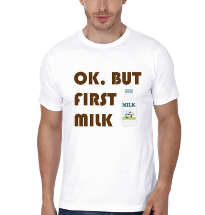 Ok But First Coffee Ok But First Milk Father and Son Matching T-Shirt- FunkyTeesClub