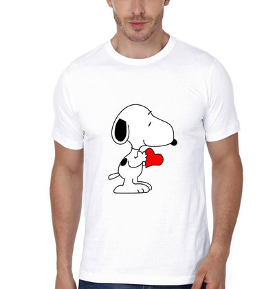 Snoopy Couple Half Sleeves T-Shirts -FunkyTees