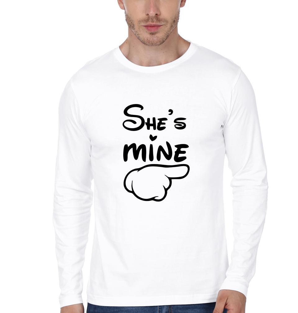 He is Mine She is Mine Couple Full Sleeves T-Shirts -FunkyTees