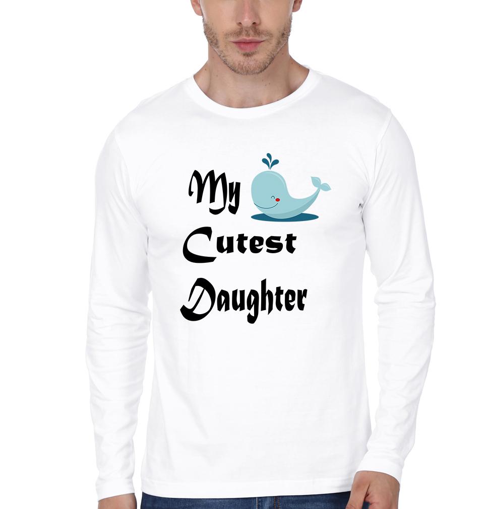 My Cutest Daughter My Strongest Dad Father and Daughter Matching Full Sleeves T-Shirt- FunkyTeesClub