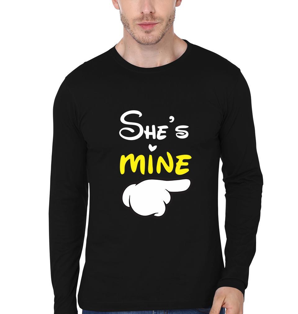 He is Mine She is Mine Couple Full Sleeves T-Shirts -FunkyTees