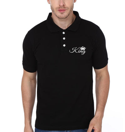 Pocket King Queen Couple Polo Half Sleeves T-Shirts -FunkyTees
