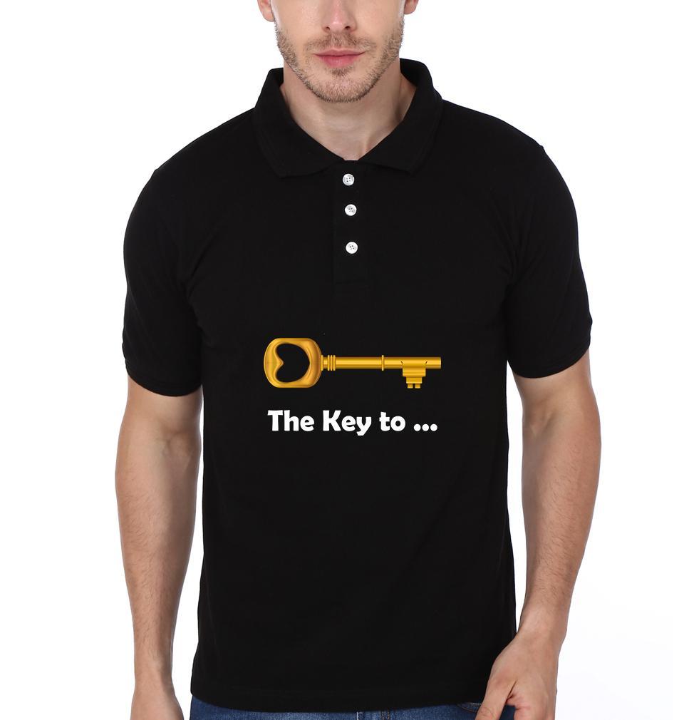 Key Lock Couple Polo Half Sleeves T-Shirts -FunkyTees