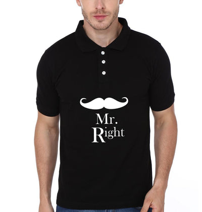 Mr.Right & Mrs. Always Right Couple Polo Half Sleeves T-Shirts -FunkyTees