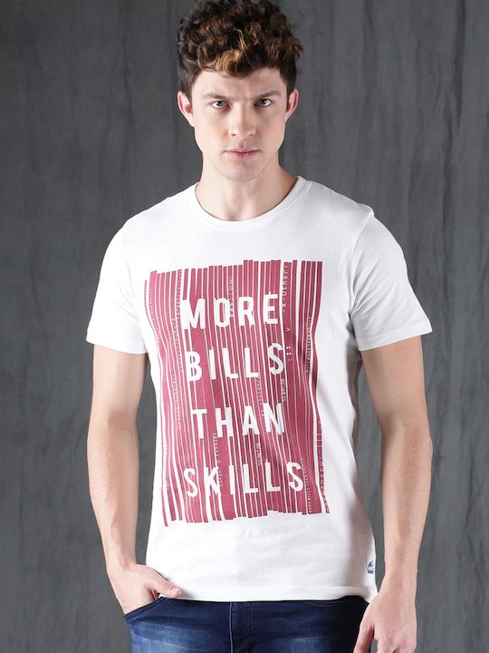 More Bills Than Skills Round Neck Mens Half Sleeves T-shirt- FunkyTeesClub