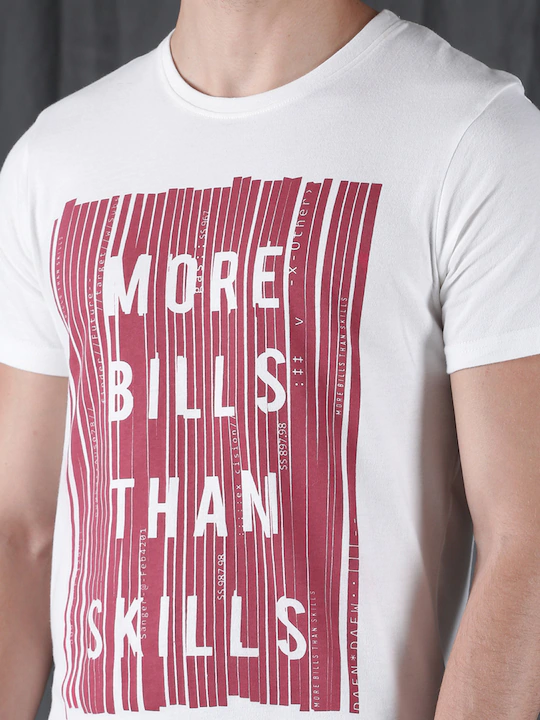 More Bills Than Skills Round Neck Mens Half Sleeves T-shirt- FunkyTeesClub