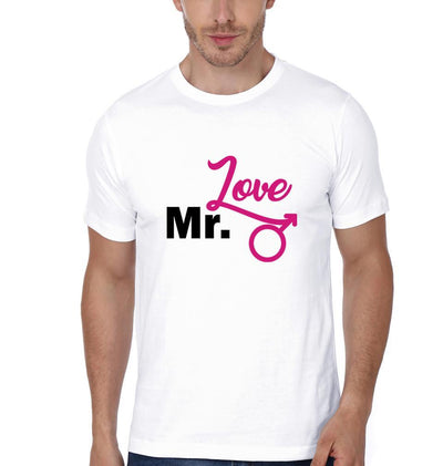 Mr. Love Mrs. Love Couple Half Sleeves T-Shirts -FunkyTees