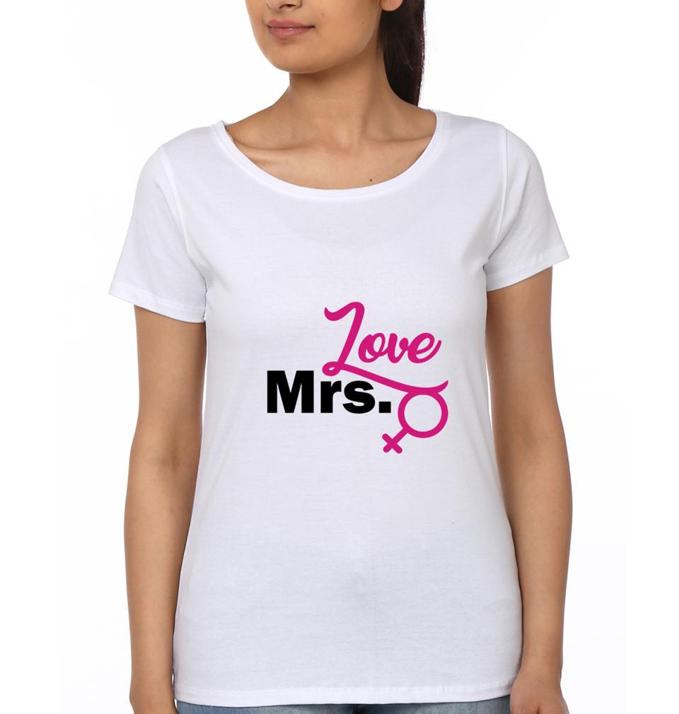 Mr. Love Mrs. Love Couple Half Sleeves T-Shirts -FunkyTees