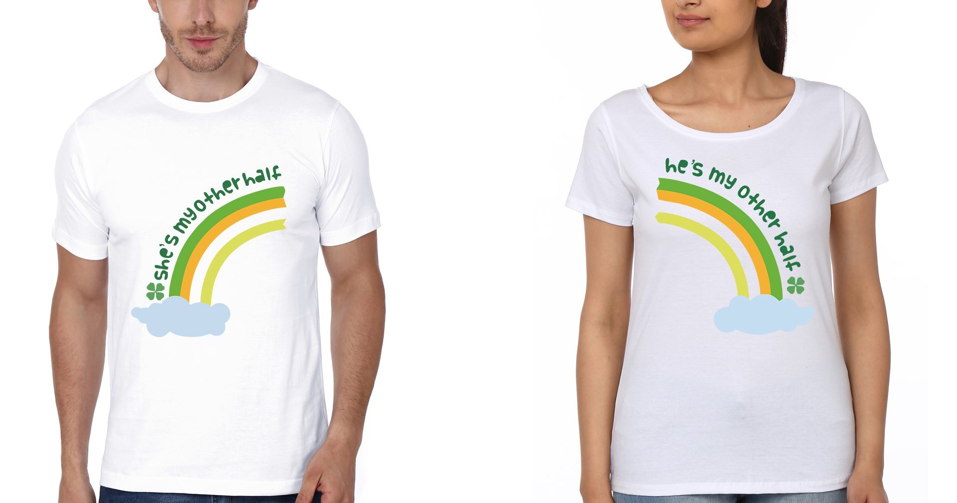 My Other Half Couple Half Sleeves T-Shirts -FunkyTees