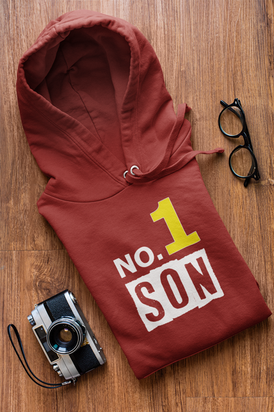 No 1 Dad Father and Son Red Matching Hoodies- FunkyTeesClub