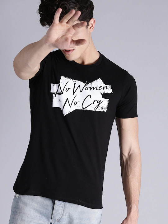No Women No Cry Round Neck Mens Half Sleeves T-shirt- FunkyTeesClub