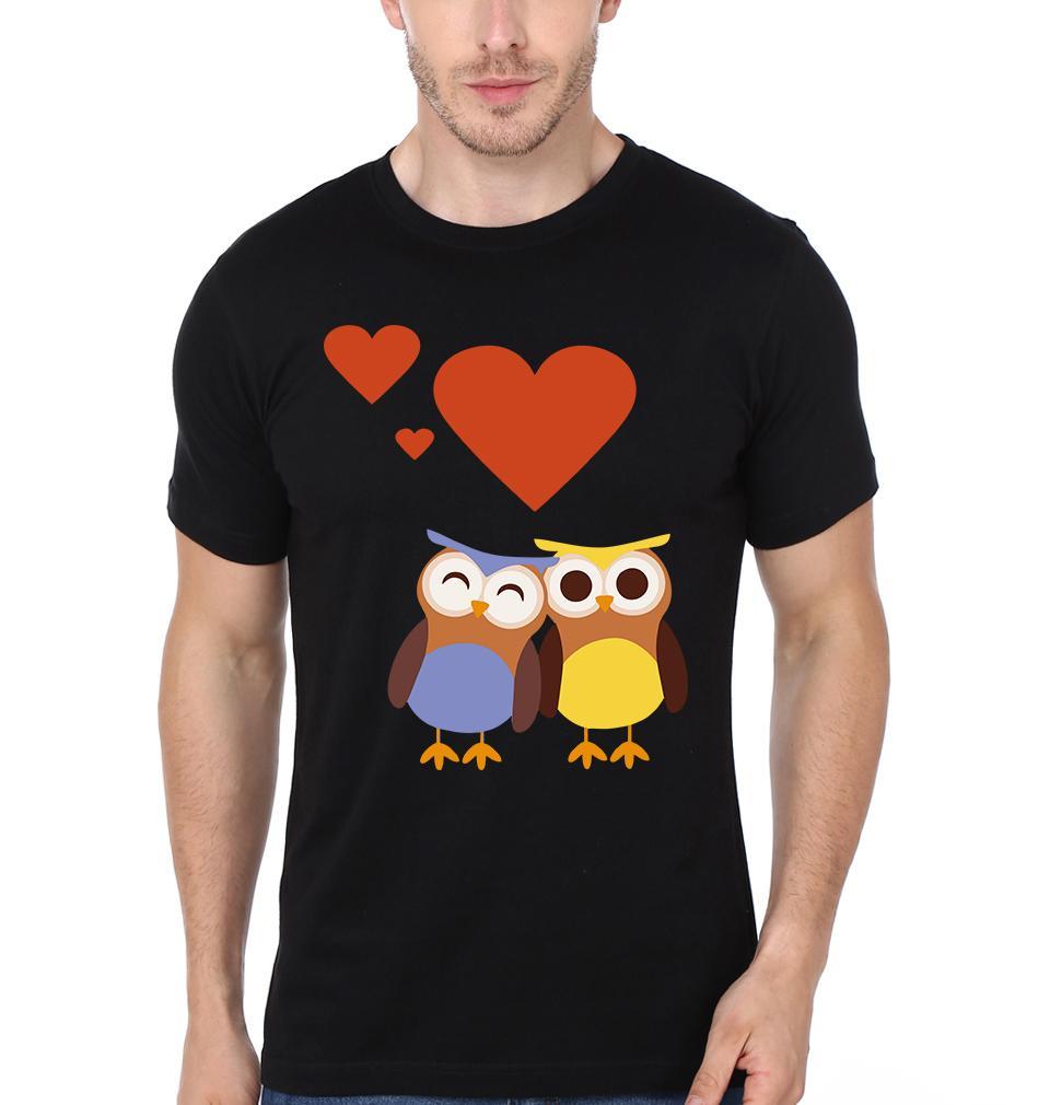 Owl Couple Half Sleeves T-Shirts -FunkyTees