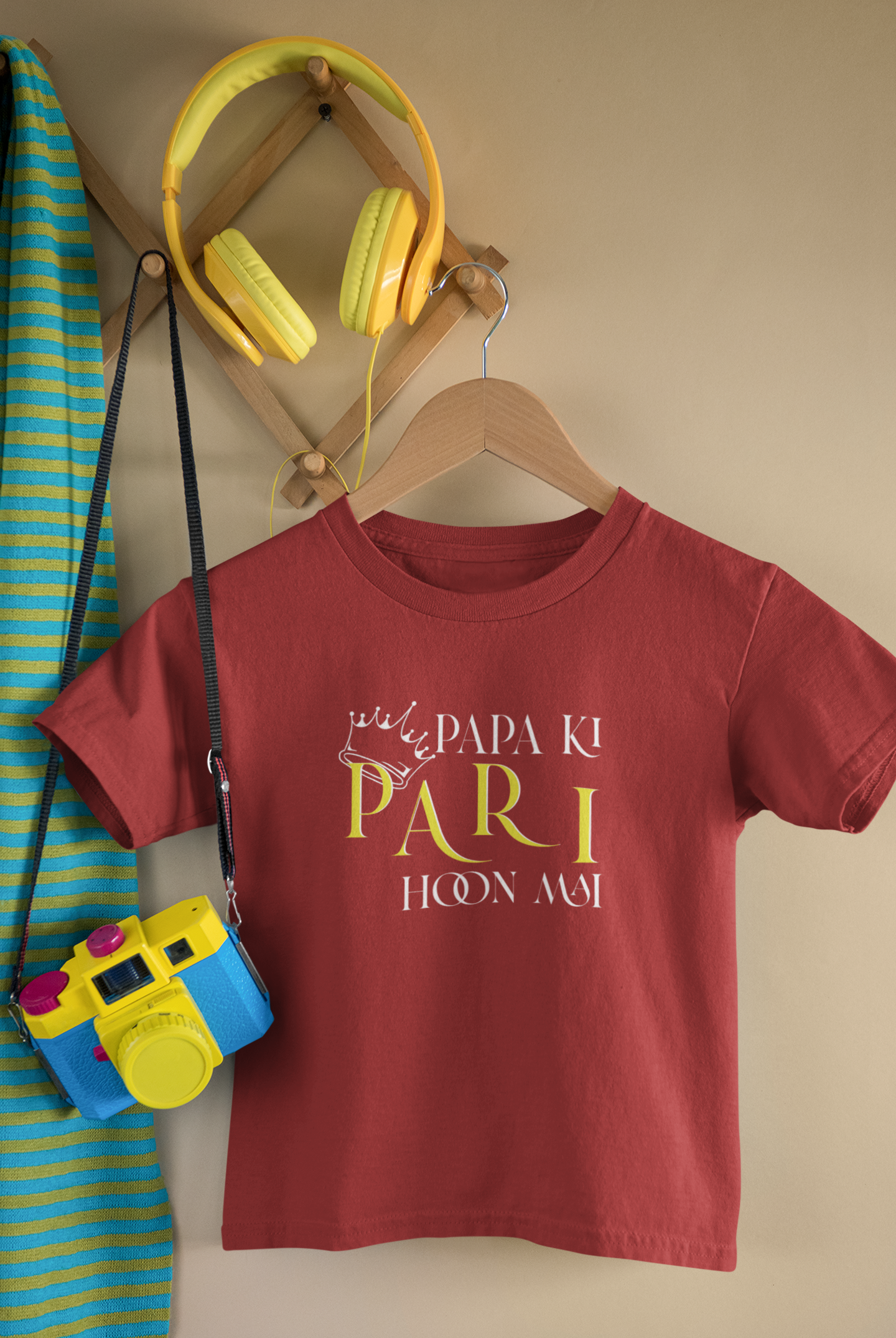 Papa Ki Pari Hu Mai Father and Daughter Red Matching T-Shirt- FunkyTeesClub