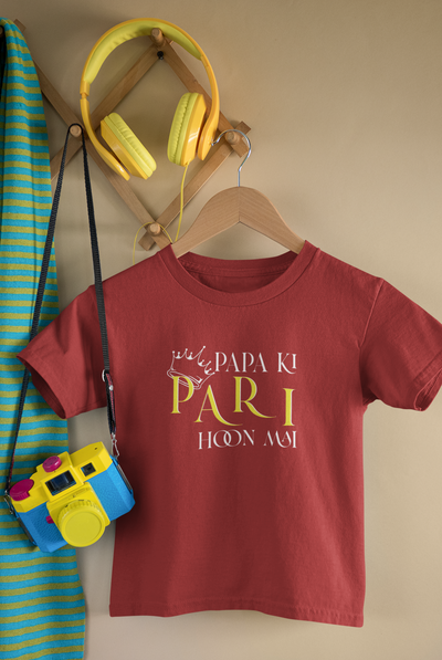 Papa Ki Pari Hu Mai Father and Daughter Red Matching T-Shirt- FunkyTeesClub