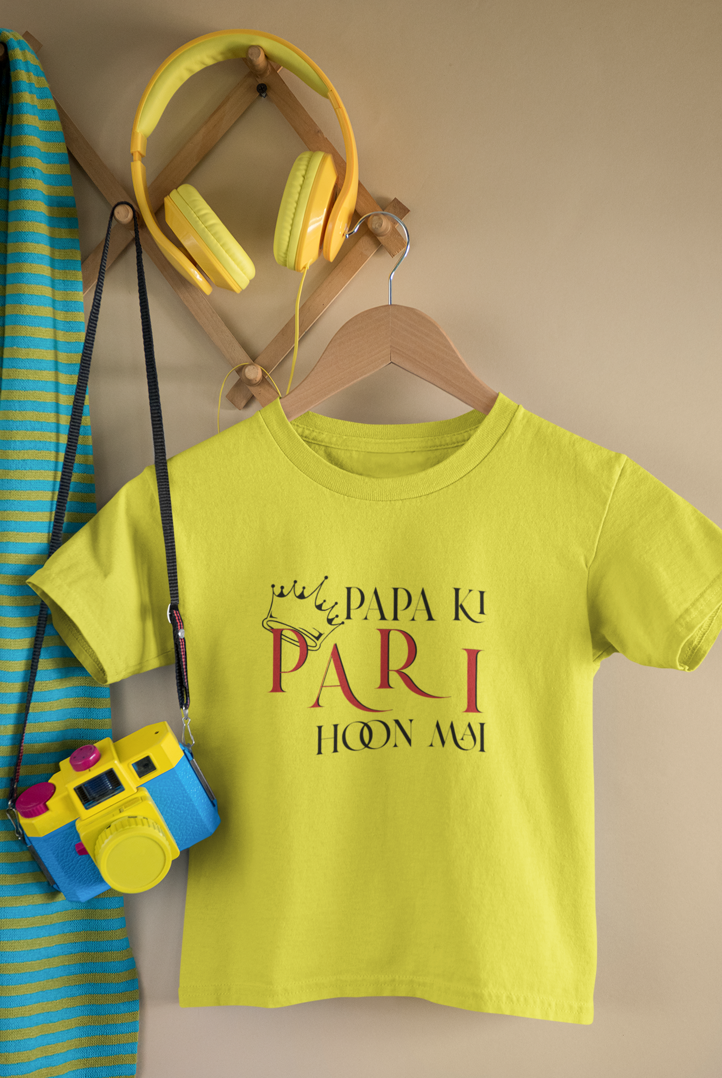 Papa Ki Pari Hu Mai Father and Daughter Yellow Matching T-Shirt- FunkyTeesClub