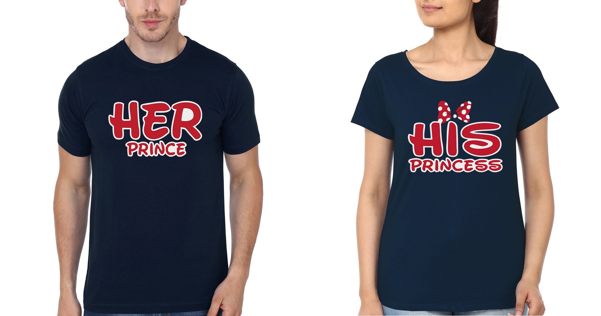 Prince & Princess Couple Half Sleeves T-Shirts -FunkyTees