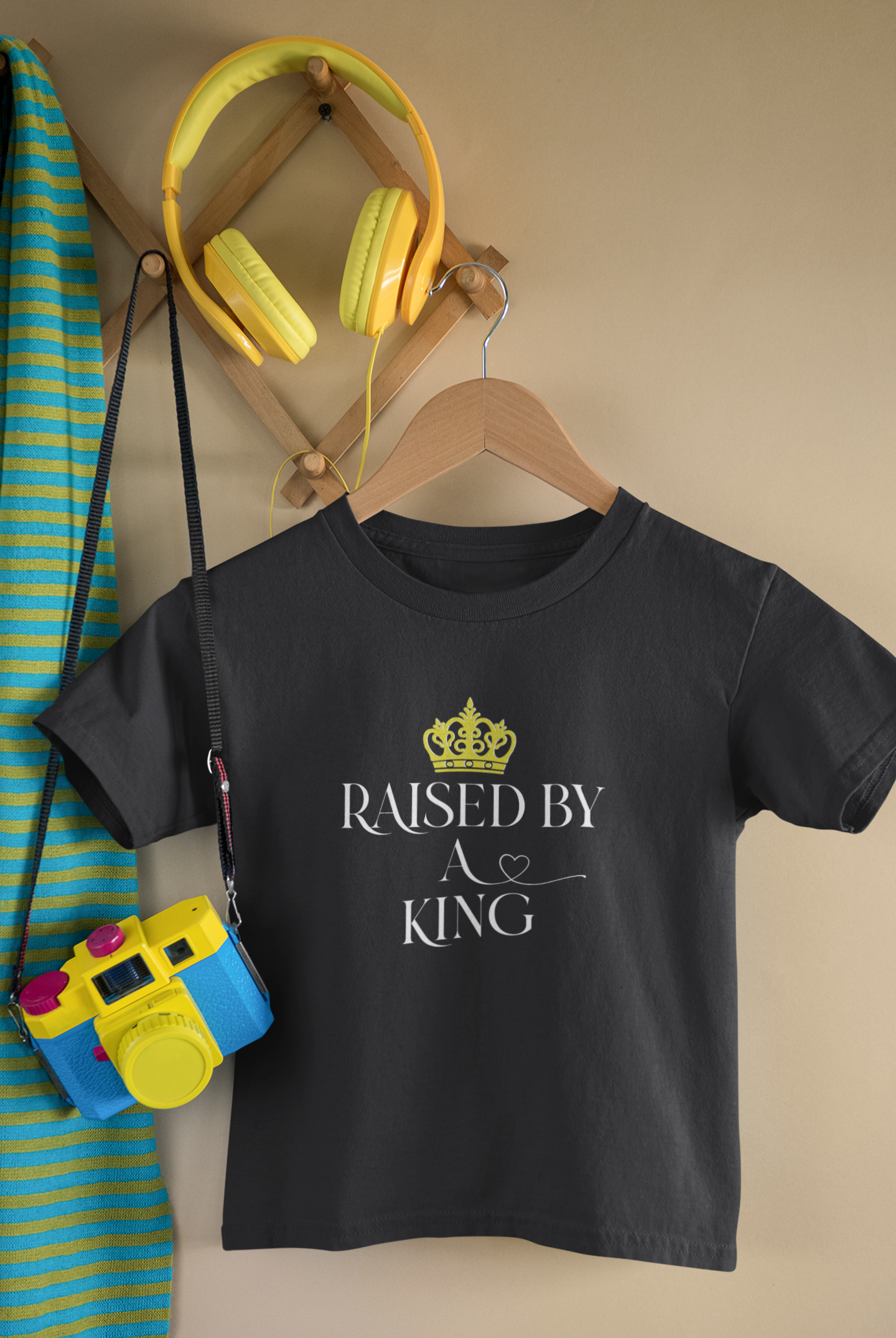 Raised By A King Father and Daughter Black Matching T-Shirt- FunkyTeesClub