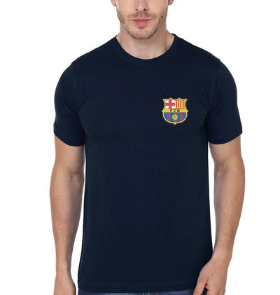 FunkyTeesClub Round Neck Navy Blue FCB Logo Half Sleeves T-Shirt