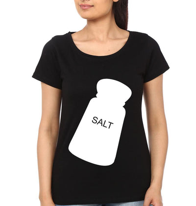 Salt Pepper Sister Sister Half Sleeves T-Shirts -FunkyTees