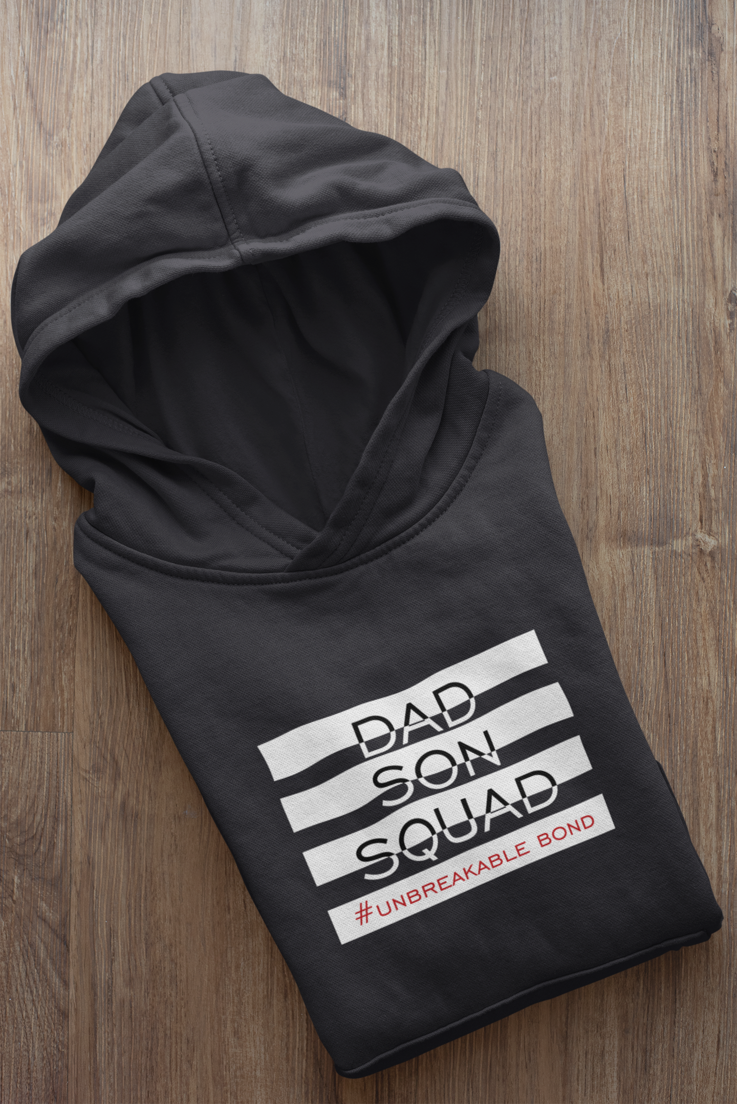 Dad Son Squad Father and Son Black Matching Hoodies- FunkyTeesClub