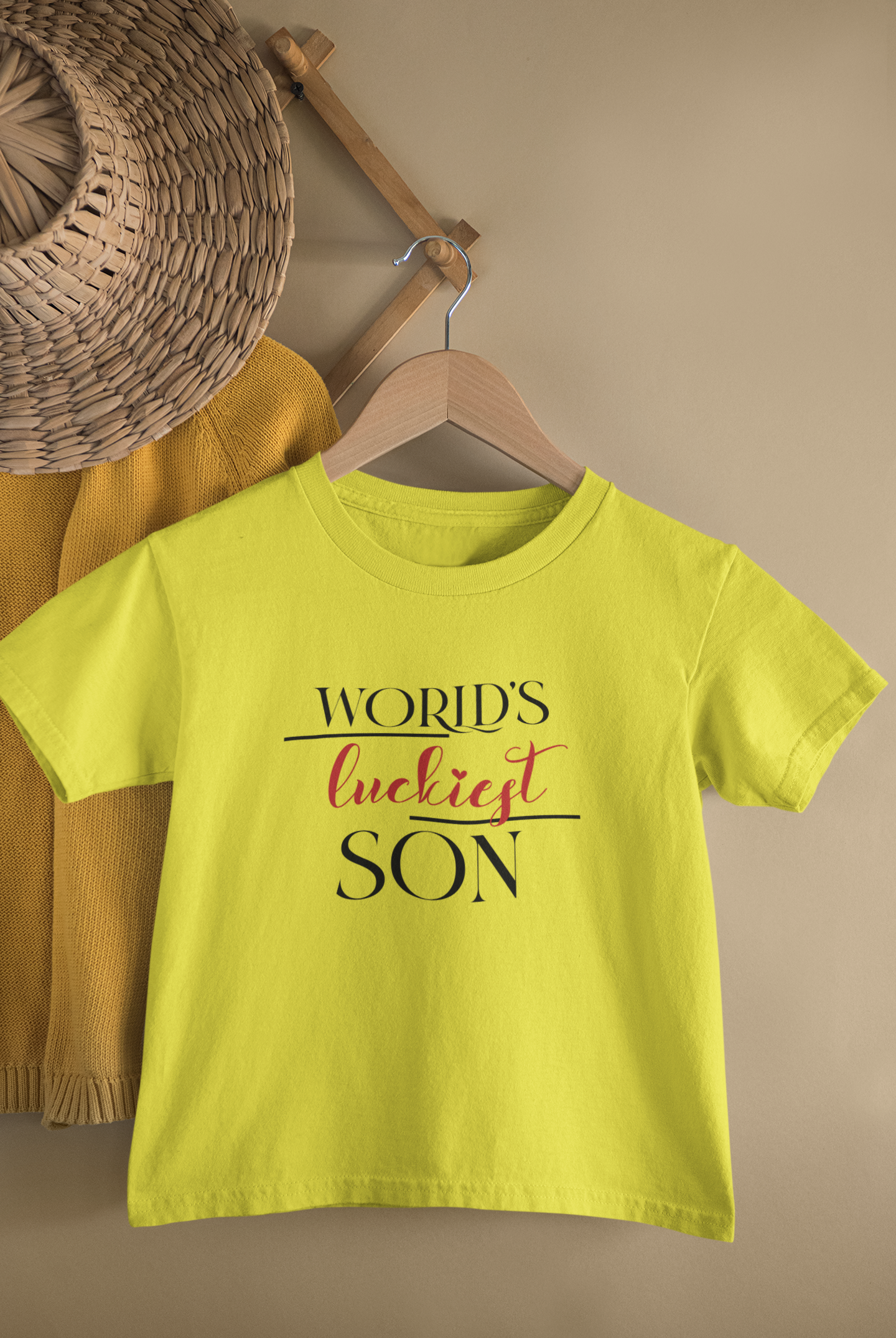 Luckiest Dad Father and Son Yellow Matching T-Shirt- FunkyTeesClub