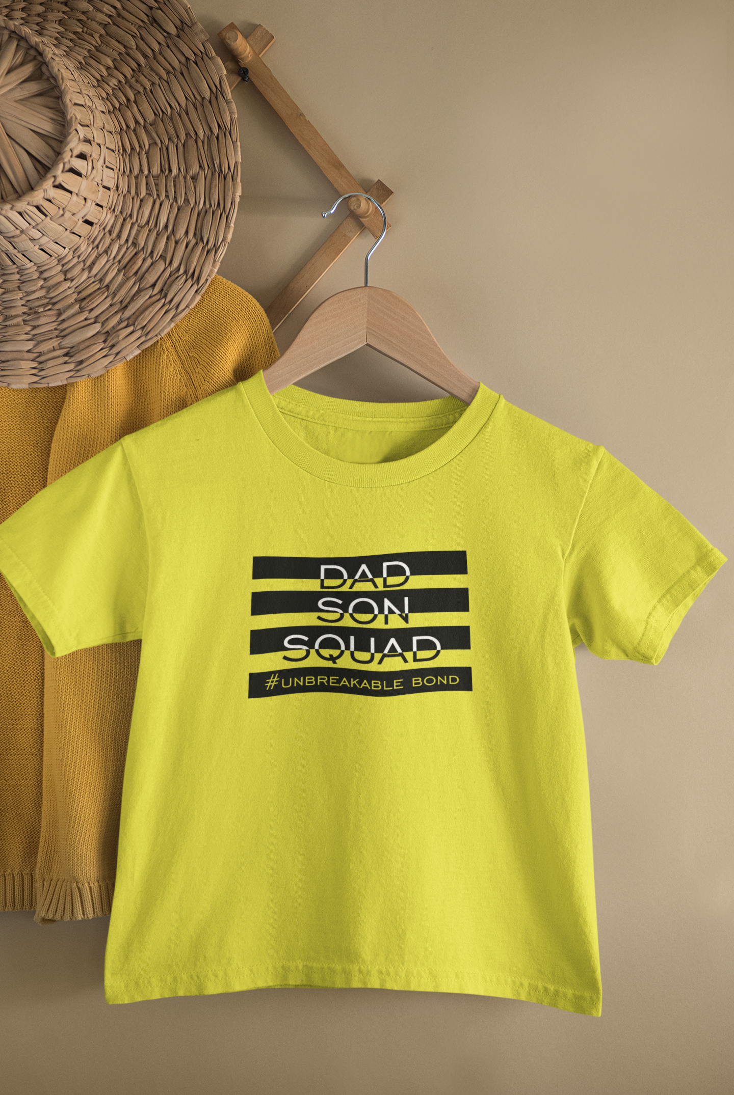 Dad Son Squad Father and Son Yellow Matching T-Shirt- FunkyTeesClub