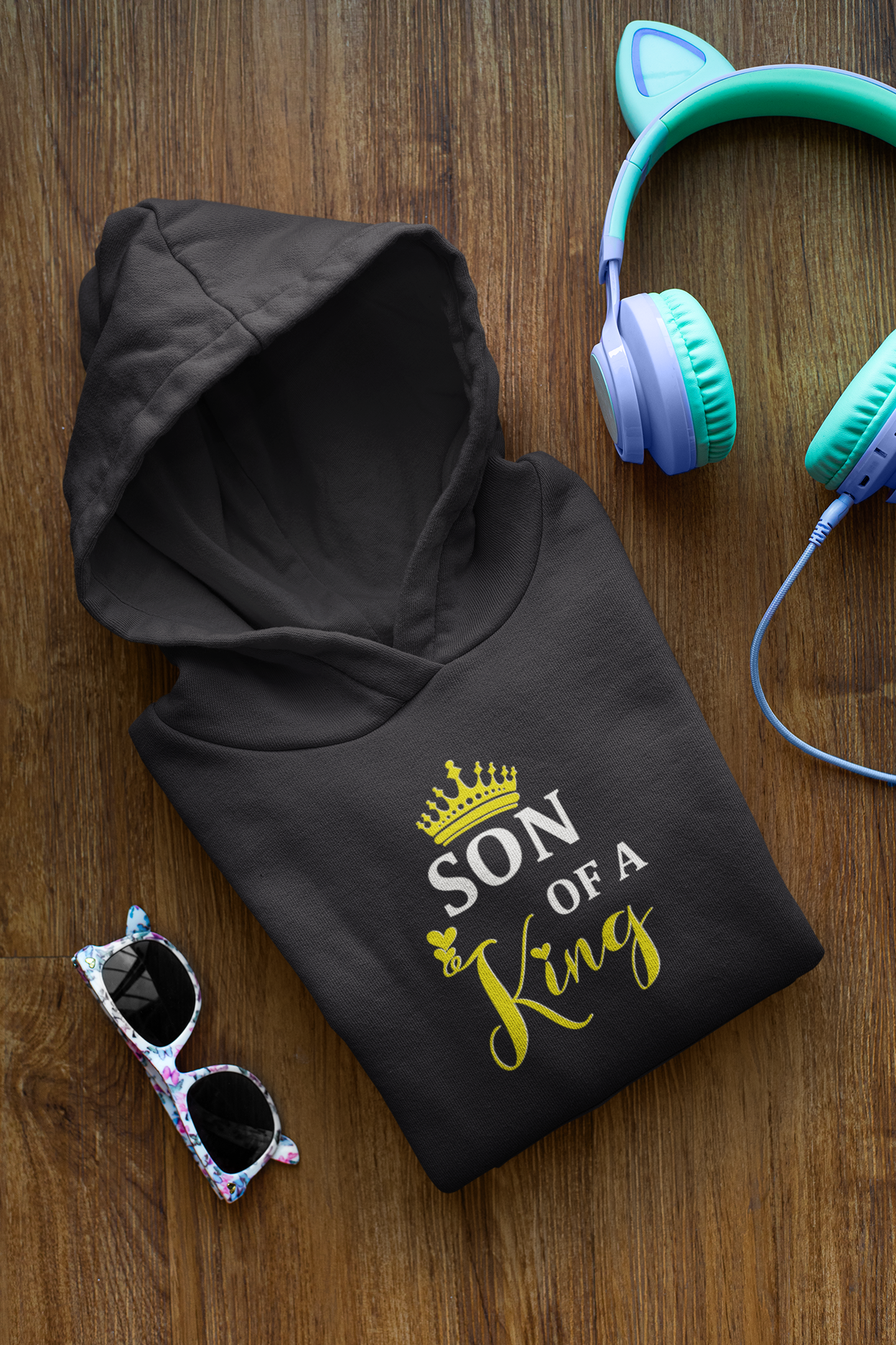 Daddy Of A Prince Father and Son Black Matching Hoodies- FunkyTeesClub
