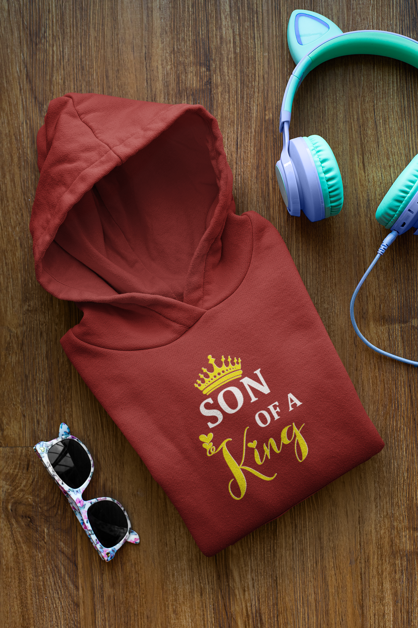Daddy Of A Prince Father and Son Red Matching Hoodies- FunkyTeesClub