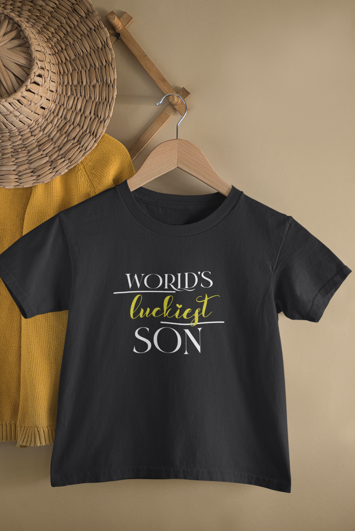 Luckiest Dad Father and Son Black Matching T-Shirt- FunkyTeesClub