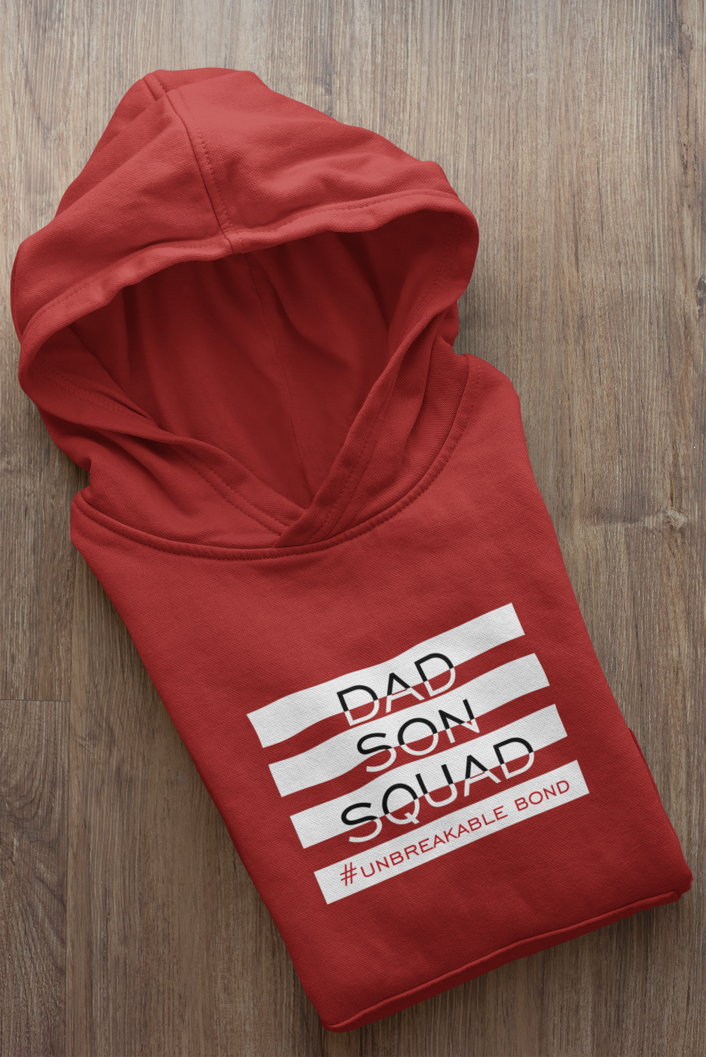 Dad Son Squad Father and Son Red Matching Hoodies- FunkyTeesClub
