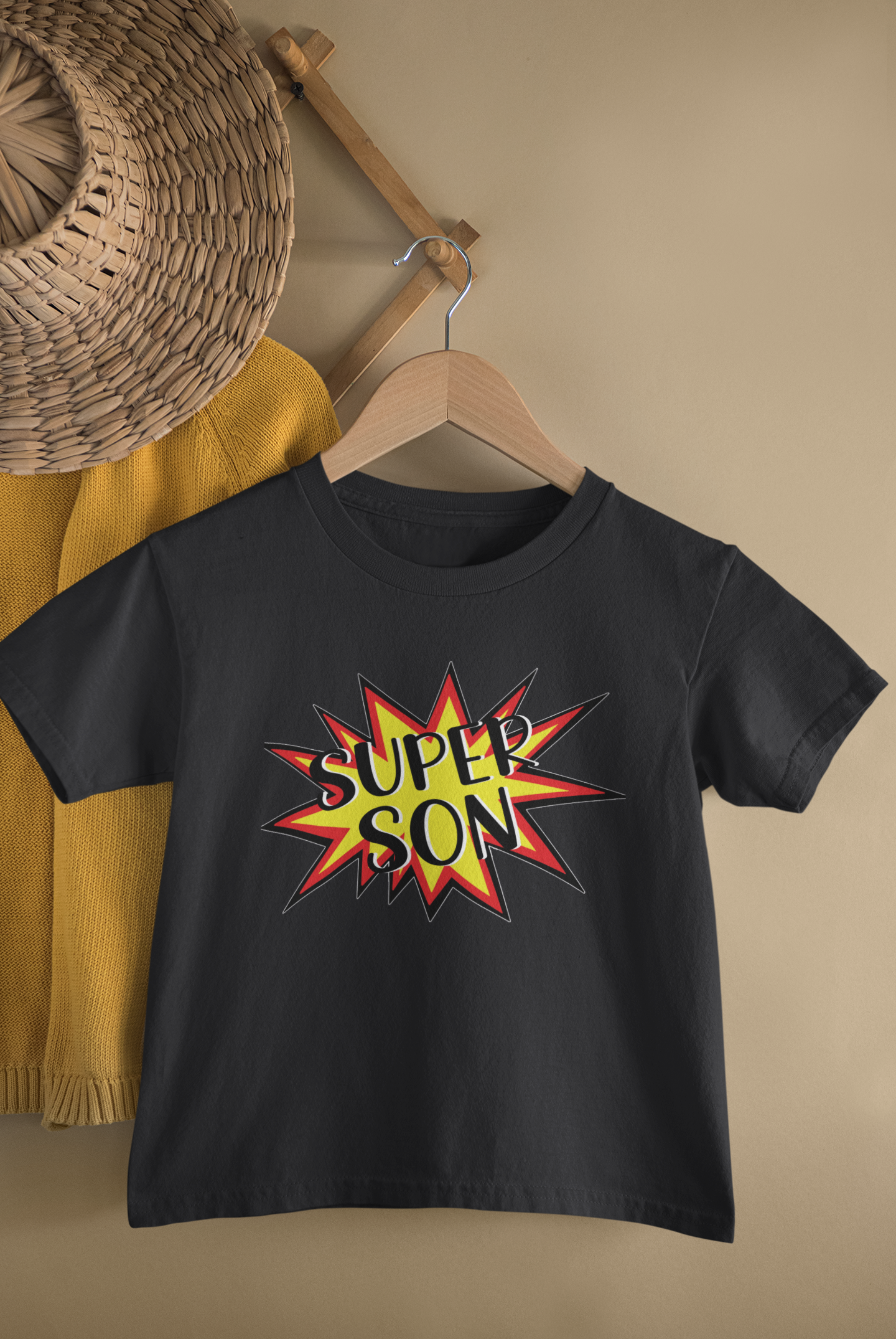 Super Son Mother And Son Black Matching T-Shirt- FunkyTeesClub