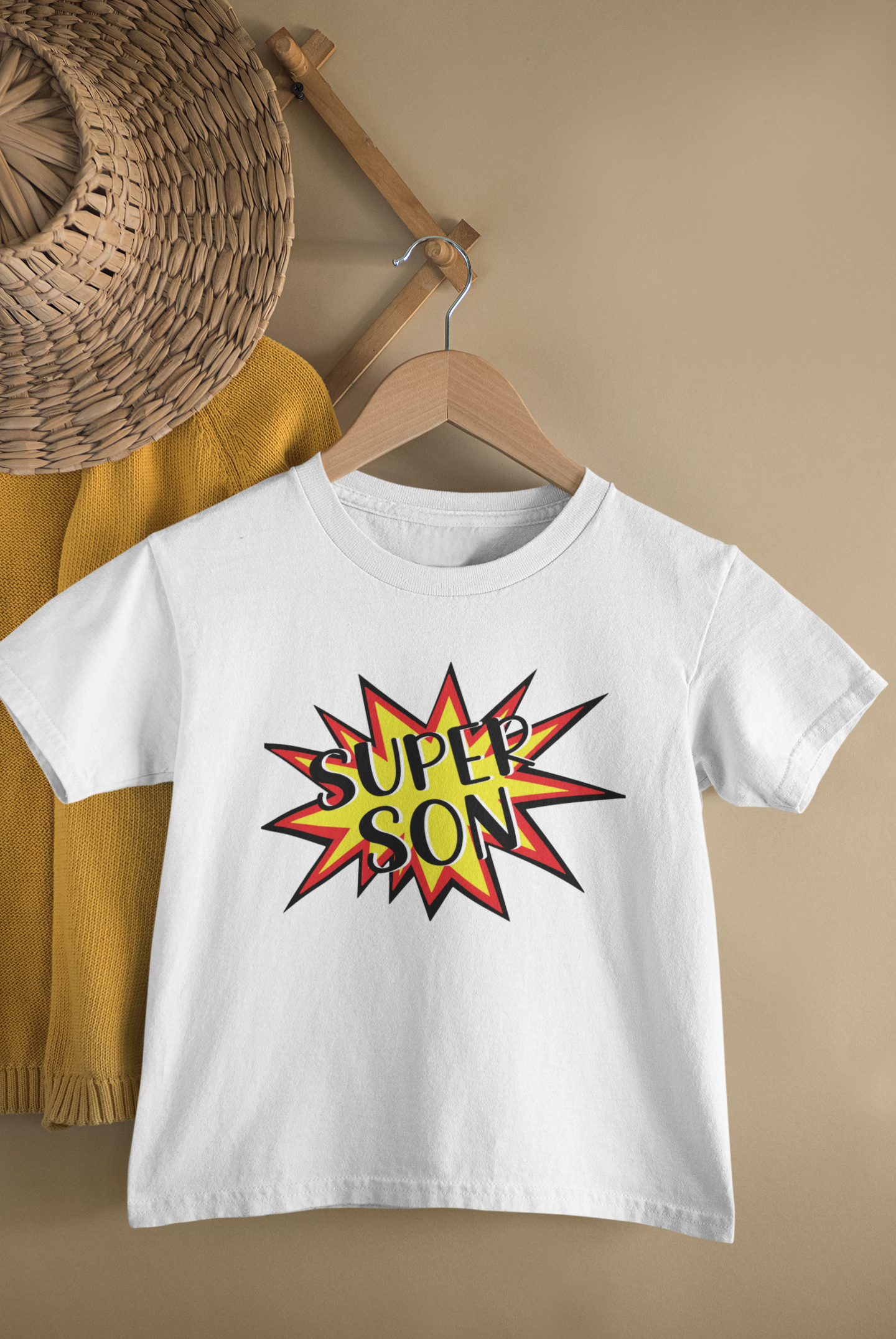 Super Son Mother And Son White Matching T-Shirt- FunkyTeesClub