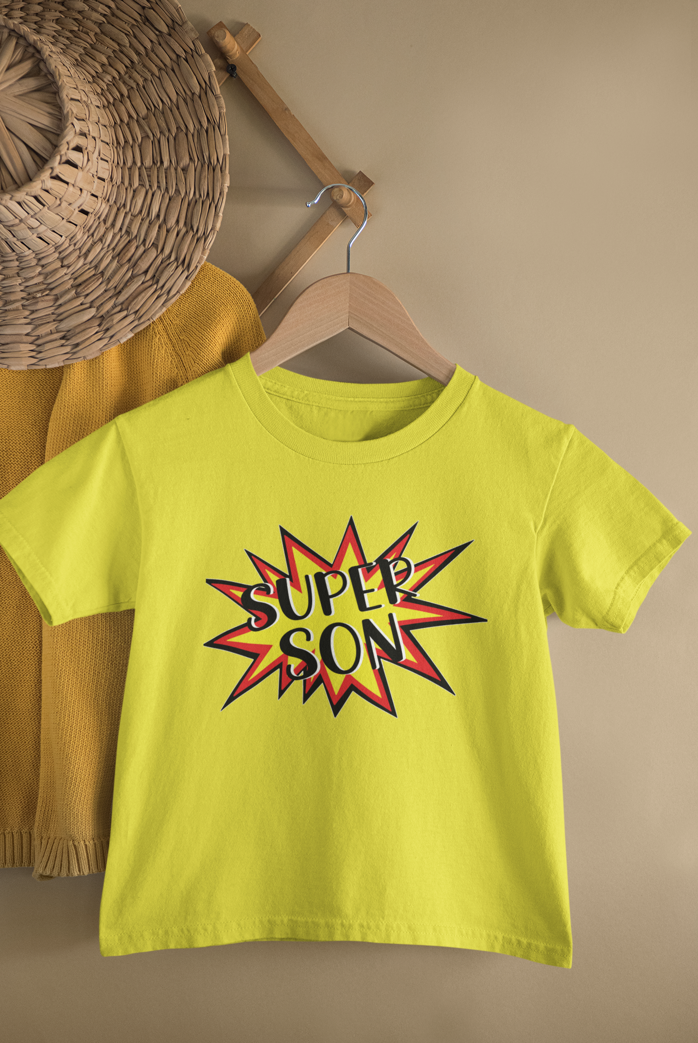 Super Son Mother And Son Yellow Matching T-Shirt- FunkyTeesClub