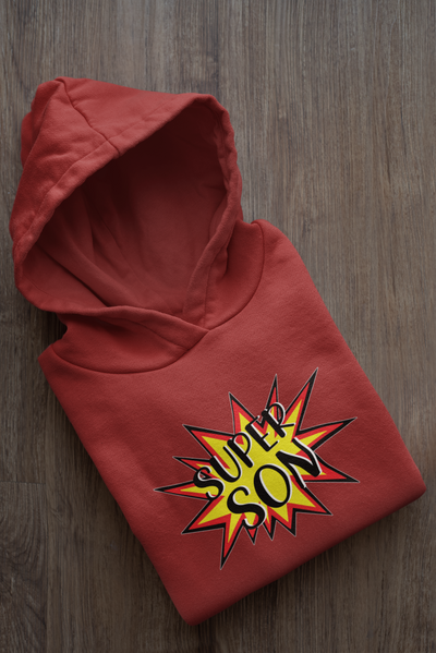 Super Dad Father and Son Red Matching Hoodies- FunkyTeesClub