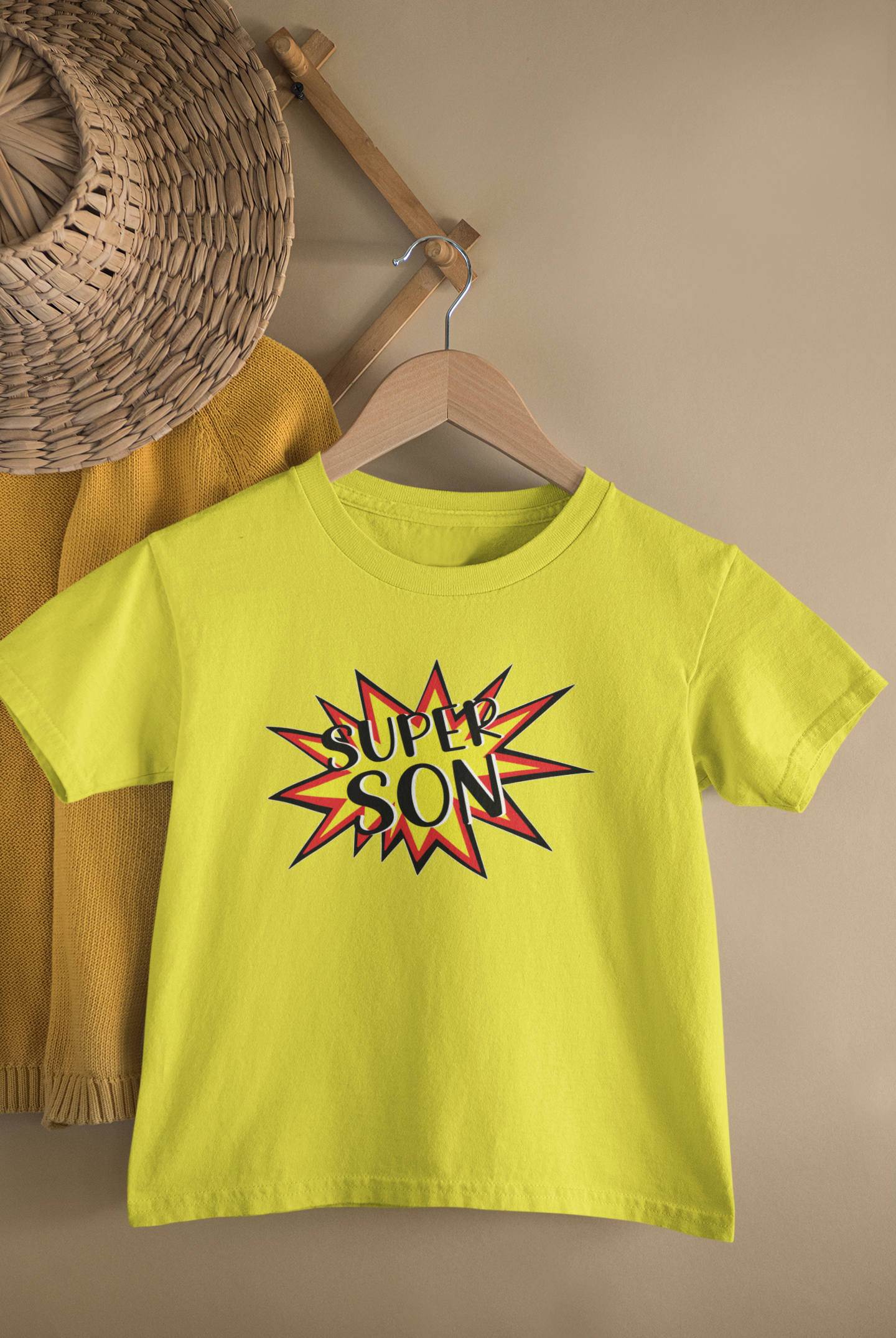Super Dad Father and Son Yellow Matching T-Shirt- FunkyTeesClub
