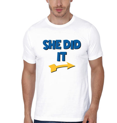 He Did She Did Brother-Sister Half Sleeves T-Shirts -FunkyTees
