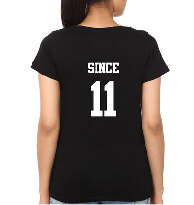 Together Since 11 Couple Half Sleeves T-Shirts -FunkyTees