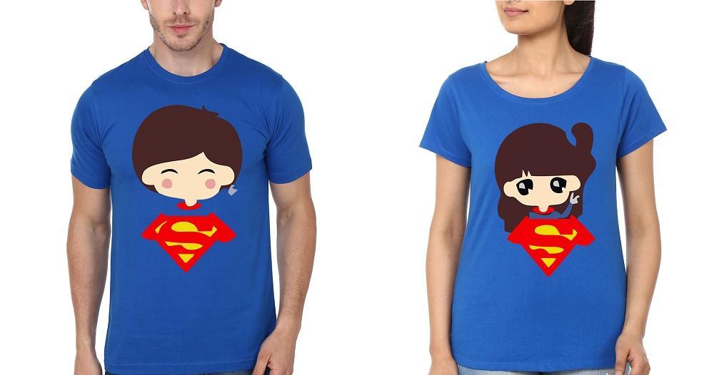 Super Boy & Girl Couple Half Sleeves T-Shirts -FunkyTees