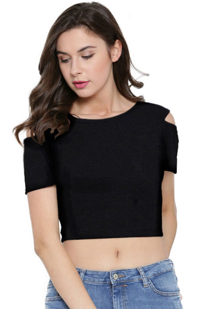Designer Round Neck Short Sleeve Crop Top for Women -FunkyTeesClub