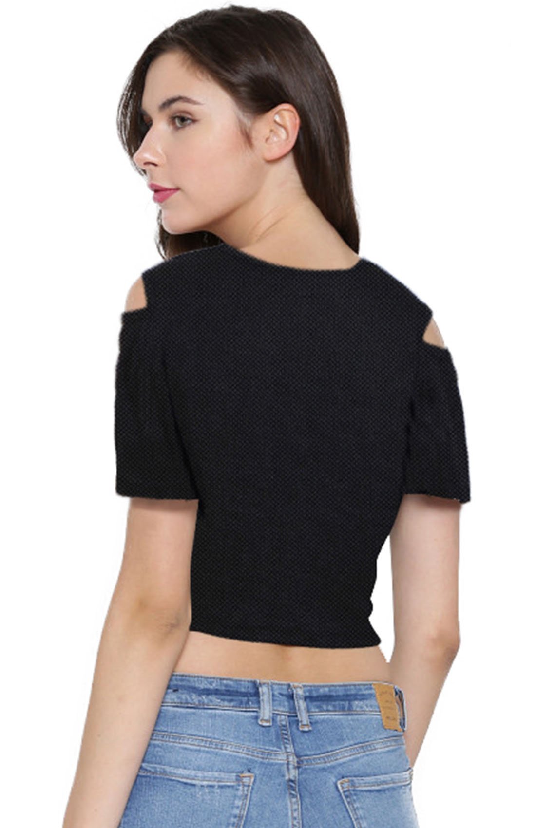 Designer Round Neck Short Sleeve Crop Top for Women -FunkyTeesClub