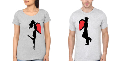 Couple Making Heart Couple Half Sleeves T-Shirts -FunkyTees