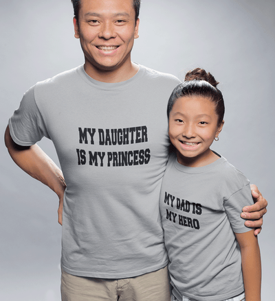 My Dad Is My hero & My Daughter Is My princess Father and Daughter Matching T-Shirt- FunkyTeesClub