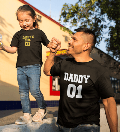 Daddy 01  Daddy's Girl 01 Father and Daughter Matching T-Shirt- FunkyTeesClub