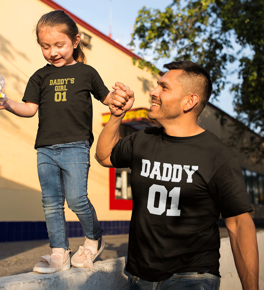 Daddy 01  Daddy's Girl 01 Father and Daughter Matching T-Shirt- FunkyTeesClub